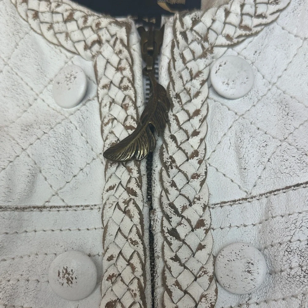 Just Cavalli Genuine Leather Quilted Jacket with Braided Trim – Luxury Designer - Picture 6 of 16